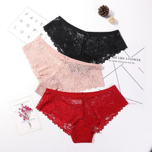 Charger l&#39;image dans la galerie, 3 Pcs Panties for Woman Underwear Sexy Lace Breathable Soft Lingerie Female Briefs Panty Sexy Transparent Women&#39;s Underpants