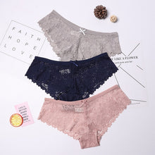 Charger l&#39;image dans la galerie, 3 Pcs Panties for Woman Underwear Sexy Lace Breathable Soft Lingerie Female Briefs Panty Sexy Transparent Women&#39;s Underpants