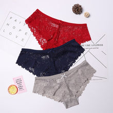 Charger l&#39;image dans la galerie, 3 Pcs Panties for Woman Underwear Sexy Lace Breathable Soft Lingerie Female Briefs Panty Sexy Transparent Women&#39;s Underpants