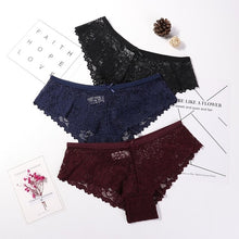 Charger l&#39;image dans la galerie, 3 Pcs Panties for Woman Underwear Sexy Lace Breathable Soft Lingerie Female Briefs Panty Sexy Transparent Women&#39;s Underpants