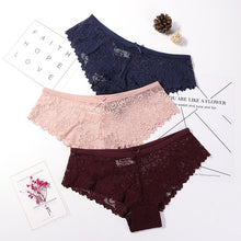 Charger l&#39;image dans la galerie, 3 Pcs Panties for Woman Underwear Sexy Lace Breathable Soft Lingerie Female Briefs Panty Sexy Transparent Women&#39;s Underpants