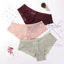 Charger l&#39;image dans la galerie, 3 Pcs Panties for Woman Underwear Sexy Lace Breathable Soft Lingerie Female Briefs Panty Sexy Transparent Women&#39;s Underpants