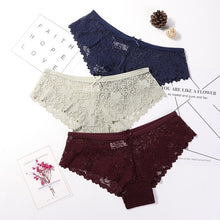 Charger l&#39;image dans la galerie, 3 Pcs Panties for Woman Underwear Sexy Lace Breathable Soft Lingerie Female Briefs Panty Sexy Transparent Women&#39;s Underpants