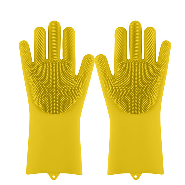 Esponja mágica para lavar platos de silicona, guantes de goma para fregar, limpieza de cocina, 1 par