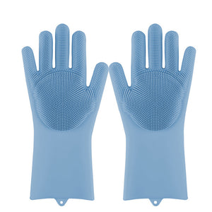 Esponja mágica para lavar platos de silicona, guantes de goma para fregar, limpieza de cocina, 1 par