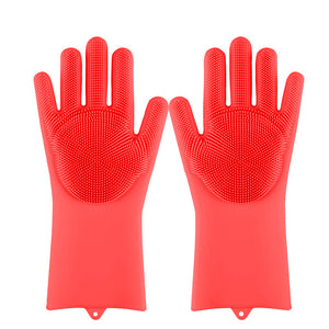 Esponja mágica para lavar platos de silicona, guantes de goma para fregar, limpieza de cocina, 1 par