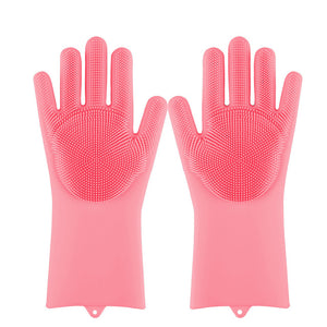 Esponja mágica para lavar platos de silicona, guantes de goma para fregar, limpieza de cocina, 1 par