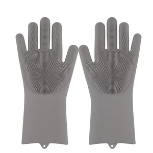 Esponja mágica para lavar platos de silicona, guantes de goma para fregar, limpieza de cocina, 1 par