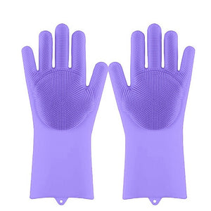Esponja mágica para lavar platos de silicona, guantes de goma para fregar, limpieza de cocina, 1 par