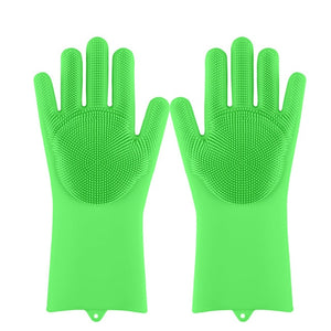 Esponja mágica para lavar platos de silicona, guantes de goma para fregar, limpieza de cocina, 1 par