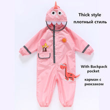 Charger l&#39;image dans la galerie, 1-10 Years Old Children Raincoat kids Boys Girls Waterproof Jumpsuit Hooded One-Piece Cartoon Dinosaur Baby Rainwear And Pants