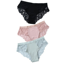 Charger l&#39;image dans la galerie, 3 Pcs Cotton Panties Sexy Panty Briefs Lace Panties Women Underwear Lingerie Panties for Female Ladies Floral Pantys Underpants