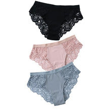 Charger l&#39;image dans la galerie, 3 Pcs Cotton Panties Sexy Panty Briefs Lace Panties Women Underwear Lingerie Panties for Female Ladies Floral Pantys Underpants