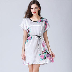 Mujeres chinas rayón bordado novia dama de honor Kimono Albornoz vestido Sexy Mini dormir camisón ropa de dormir batas de boda S0102