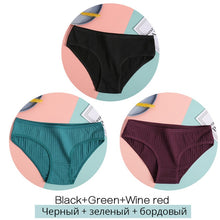 Load image into Gallery viewer, FINETOO Women&#39;s Cotton Panties 3Pcs Soft Striped Women Underpants Solid Girls Briefs Sexy Female Lingerie M-XL Comfort Underwear