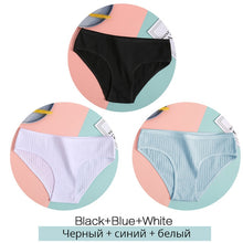 Load image into Gallery viewer, FINETOO Women&#39;s Cotton Panties 3Pcs Soft Striped Women Underpants Solid Girls Briefs Sexy Female Lingerie M-XL Comfort Underwear