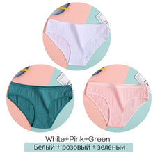 Load image into Gallery viewer, FINETOO Women&#39;s Cotton Panties 3Pcs Soft Striped Women Underpants Solid Girls Briefs Sexy Female Lingerie M-XL Comfort Underwear