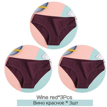 Load image into Gallery viewer, FINETOO Women&#39;s Cotton Panties 3Pcs Soft Striped Women Underpants Solid Girls Briefs Sexy Female Lingerie M-XL Comfort Underwear