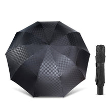 Charger l&#39;image dans la galerie, 144cm Double Layer Large Umbrella Rain Women Dark Grid Travel Business Umbrella 3Folding Windproof Big For Men Women Umbrellas
