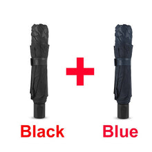 Charger l&#39;image dans la galerie, 144cm Double Layer Large Umbrella Rain Women Dark Grid Travel Business Umbrella 3Folding Windproof Big For Men Women Umbrellas