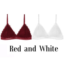 Charger l&#39;image dans la galerie, 1/2PCS Women Bralette French Style Lace Bra Girls Triangle Cup Lingerie Deep V Wireless Underwear Soft Thin Seamless Bra