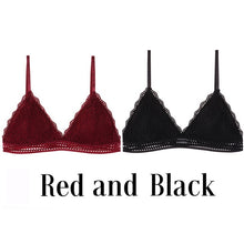 Charger l&#39;image dans la galerie, 1/2PCS Women Bralette French Style Lace Bra Girls Triangle Cup Lingerie Deep V Wireless Underwear Soft Thin Seamless Bra