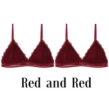 Charger l&#39;image dans la galerie, 1/2PCS Women Bralette French Style Lace Bra Girls Triangle Cup Lingerie Deep V Wireless Underwear Soft Thin Seamless Bra