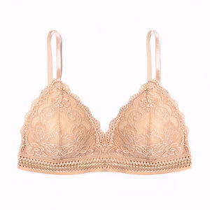 1/2PCS Women Bralette French Style Lace Bra Girls Triangle Cup Lingerie Deep V Wireless Underwear Soft Thin Seamless Bra