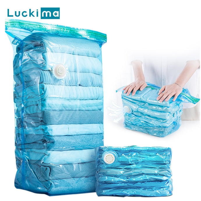 Home Vacuum Storage Bags for Clothes Blankets Pillows Travel Storage Compression Bag 75% Space Saver No Pump Needed High Quality
