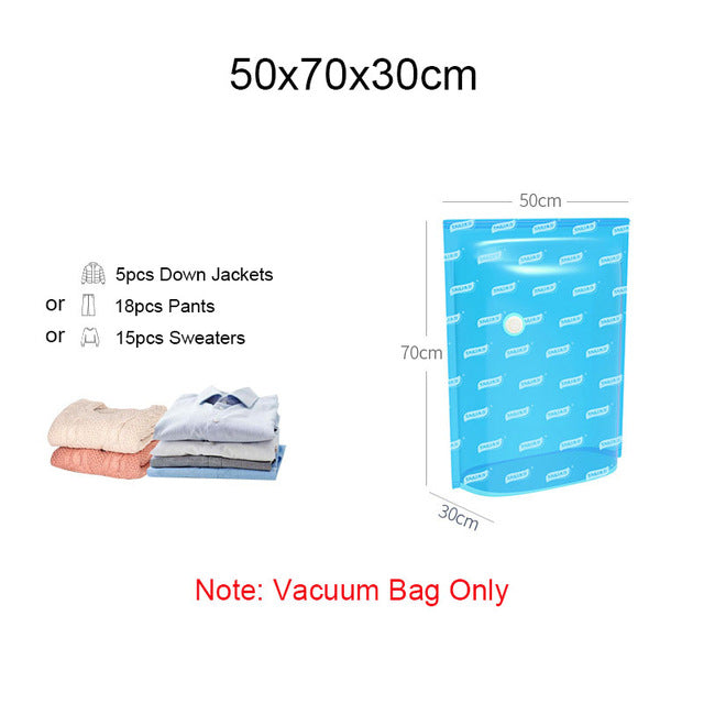 Home Vacuum Storage Bags for Clothes Blankets Pillows Travel Storage Compression Bag 75% Space Saver No Pump Needed High Quality