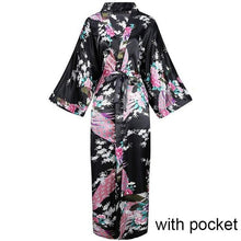 Load image into Gallery viewer, Sexy Women Long Robe With Pocket Wedding Bride Bridesmaid Dressing Gown Rayon Kimono Bathrobe Large Size S-XXXL Night Dress