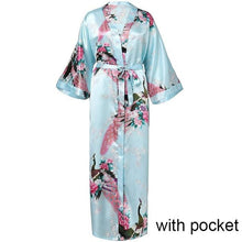 Load image into Gallery viewer, Sexy Women Long Robe With Pocket Wedding Bride Bridesmaid Dressing Gown Rayon Kimono Bathrobe Large Size S-XXXL Night Dress