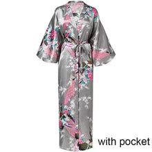 Load image into Gallery viewer, Sexy Women Long Robe With Pocket Wedding Bride Bridesmaid Dressing Gown Rayon Kimono Bathrobe Large Size S-XXXL Night Dress