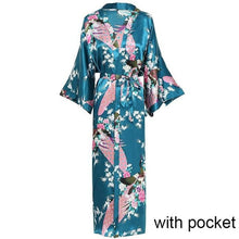 Load image into Gallery viewer, Sexy Women Long Robe With Pocket Wedding Bride Bridesmaid Dressing Gown Rayon Kimono Bathrobe Large Size S-XXXL Night Dress