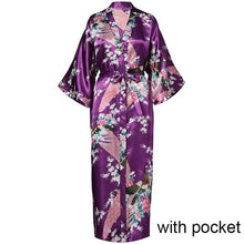 Load image into Gallery viewer, Sexy Women Long Robe With Pocket Wedding Bride Bridesmaid Dressing Gown Rayon Kimono Bathrobe Large Size S-XXXL Night Dress