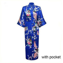 Load image into Gallery viewer, Sexy Women Long Robe With Pocket Wedding Bride Bridesmaid Dressing Gown Rayon Kimono Bathrobe Large Size S-XXXL Night Dress