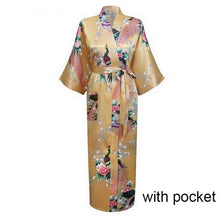 Load image into Gallery viewer, Sexy Women Long Robe With Pocket Wedding Bride Bridesmaid Dressing Gown Rayon Kimono Bathrobe Large Size S-XXXL Night Dress