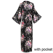 Load image into Gallery viewer, Sexy Women Long Robe With Pocket Wedding Bride Bridesmaid Dressing Gown Rayon Kimono Bathrobe Large Size S-XXXL Night Dress