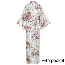 Load image into Gallery viewer, Sexy Women Long Robe With Pocket Wedding Bride Bridesmaid Dressing Gown Rayon Kimono Bathrobe Large Size S-XXXL Night Dress