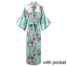 Load image into Gallery viewer, Sexy Women Long Robe With Pocket Wedding Bride Bridesmaid Dressing Gown Rayon Kimono Bathrobe Large Size S-XXXL Night Dress