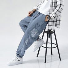 Charger l&#39;image dans la galerie, Plus Size Jeans Men Loose Joggers Streetwear Harem Jeans Cargo Pants Ankle-Length Denim Trousers