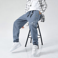Charger l&#39;image dans la galerie, Plus Size Jeans Men Loose Joggers Streetwear Harem Jeans Cargo Pants Ankle-Length Denim Trousers