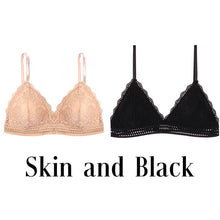 Charger l&#39;image dans la galerie, 1/2PCS Women Bralette French Style Lace Bra Girls Triangle Cup Lingerie Deep V Wireless Underwear Soft Thin Seamless Bra