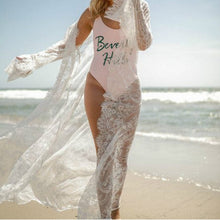 Load image into Gallery viewer, Women Croche Lace Bikini Cover Up Swimwear Beach Maxi Sarong Kimono Kaftan Dress