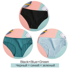 Load image into Gallery viewer, FINETOO Women&#39;s Cotton Panties 3Pcs Soft Striped Women Underpants Solid Girls Briefs Sexy Female Lingerie M-XL Comfort Underwear