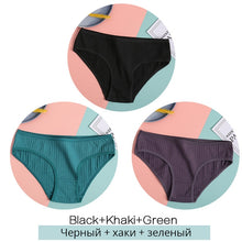 Load image into Gallery viewer, FINETOO Women&#39;s Cotton Panties 3Pcs Soft Striped Women Underpants Solid Girls Briefs Sexy Female Lingerie M-XL Comfort Underwear
