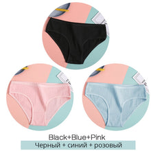 Load image into Gallery viewer, FINETOO Women&#39;s Cotton Panties 3Pcs Soft Striped Women Underpants Solid Girls Briefs Sexy Female Lingerie M-XL Comfort Underwear