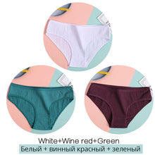 Load image into Gallery viewer, FINETOO Women&#39;s Cotton Panties 3Pcs Soft Striped Women Underpants Solid Girls Briefs Sexy Female Lingerie M-XL Comfort Underwear