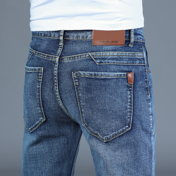 Spring Autumn 2020 Men's Smart Jeans Business Fashion Straight Regular Blue Stretch Denim Trousers Classic Men Plus Size 28-40