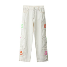 Charger l&#39;image dans la galerie, Retro Pocket Letter Print Straight Cargo Pants Men and Women Oversize Jeans Trousers Harajuku Streetwear Casual Denim Pants